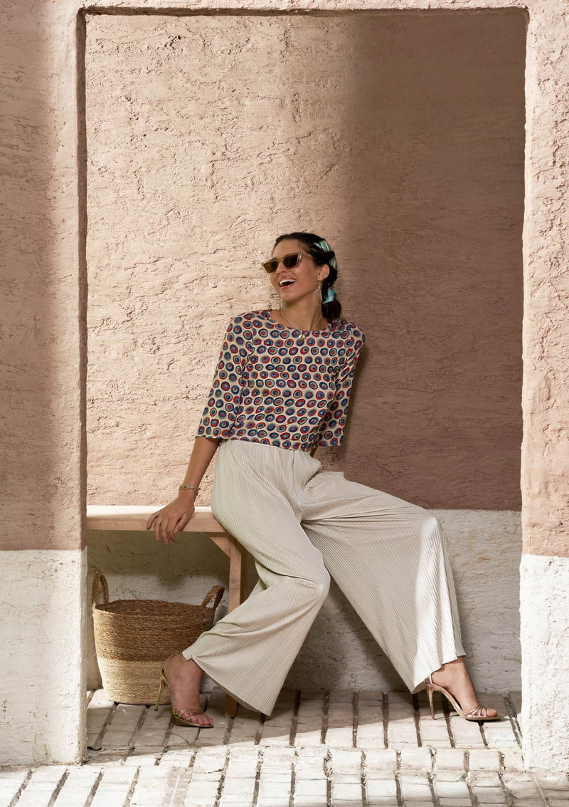 Printed Flared Sleeve Top
