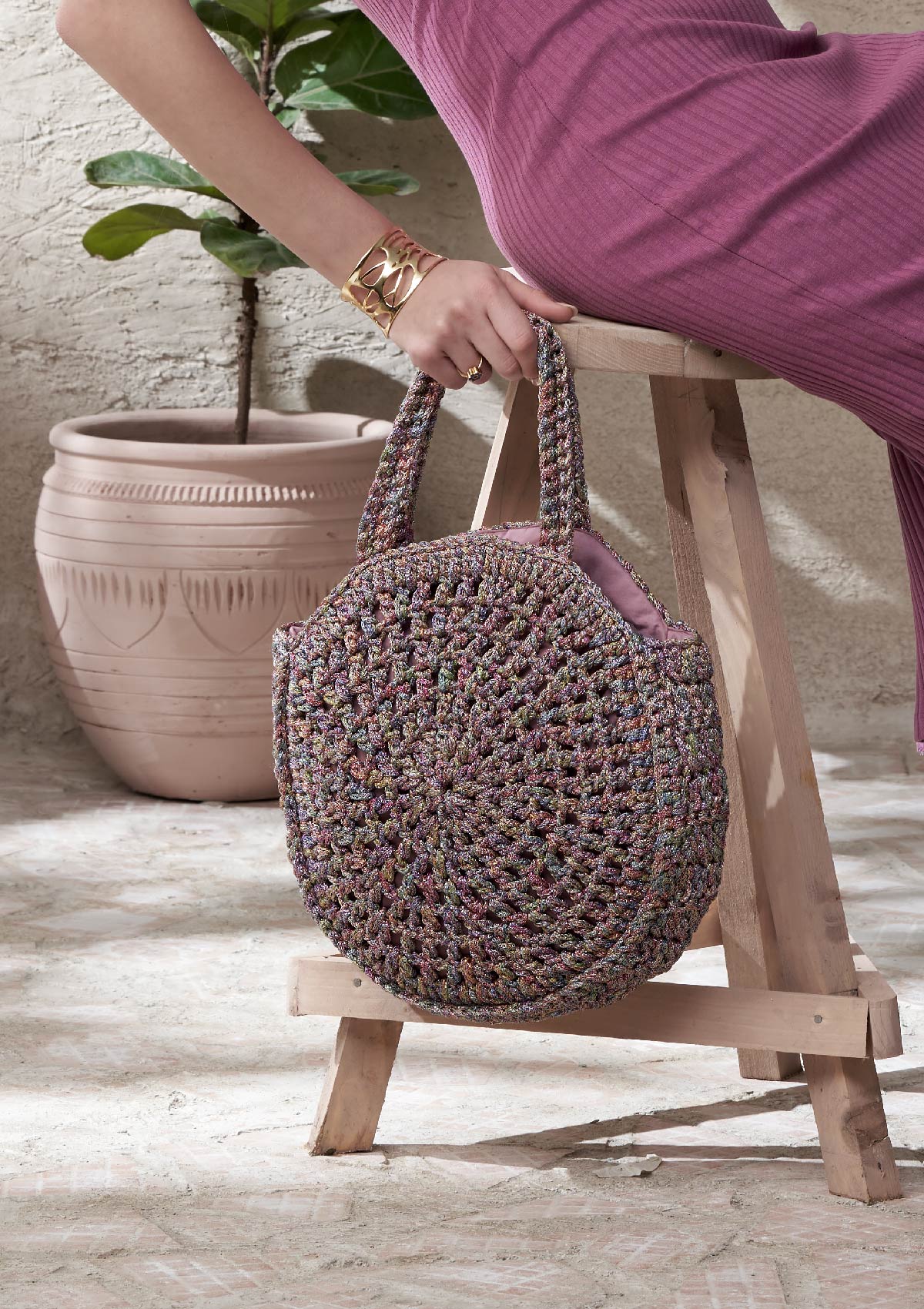 Multicolour Crochet Handheld Bag - IshqMe