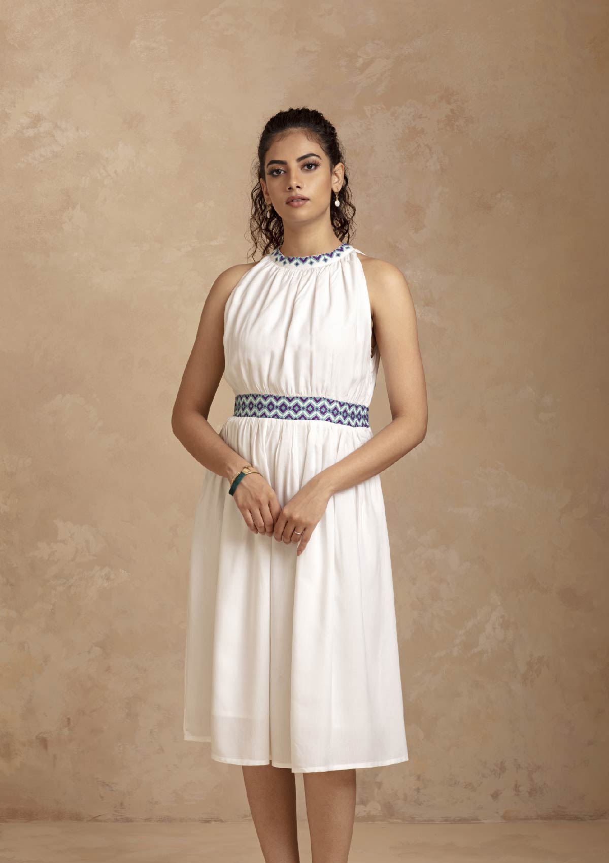 Celeste - White Rayon Dress - IshqMe