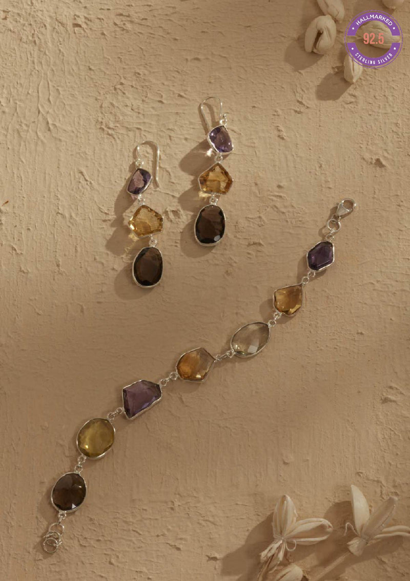 Silver Bracelet with Natural Gemstones