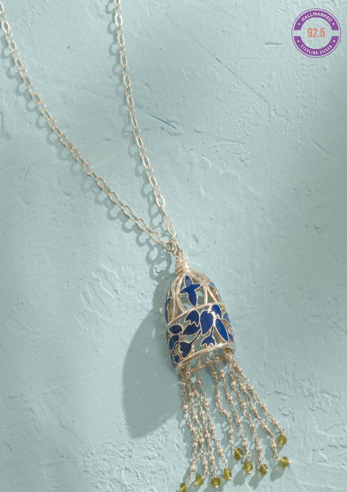 Silver Blue Enamel Necklace - IshqMe