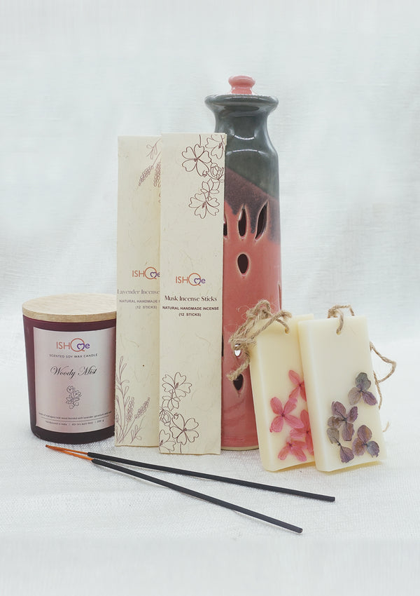 IshqME Flamingo Melange Incense Stand & Aromatic Essentials Set