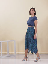 Retro Printed Crop Top and Skirt