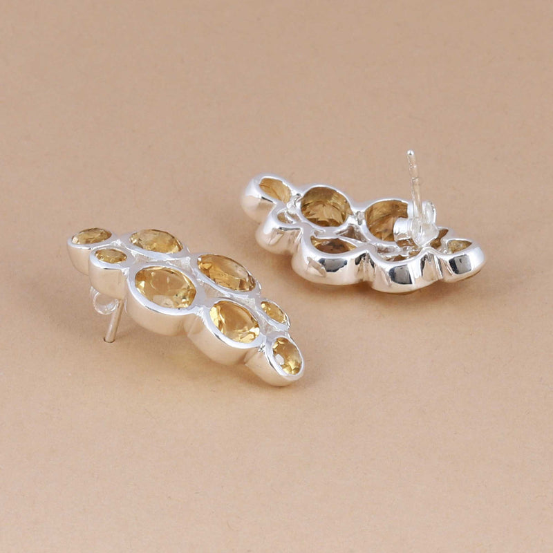 Citrine Silver Stud Earring