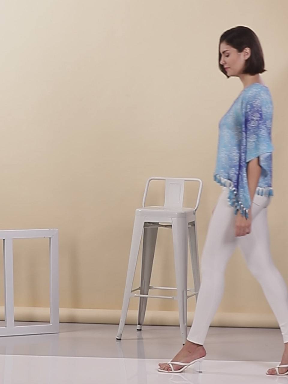 Printed Kaftan Top, blue kaftan top