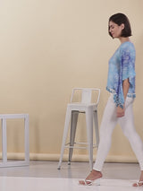 Printed Kaftan Top, blue kaftan top
