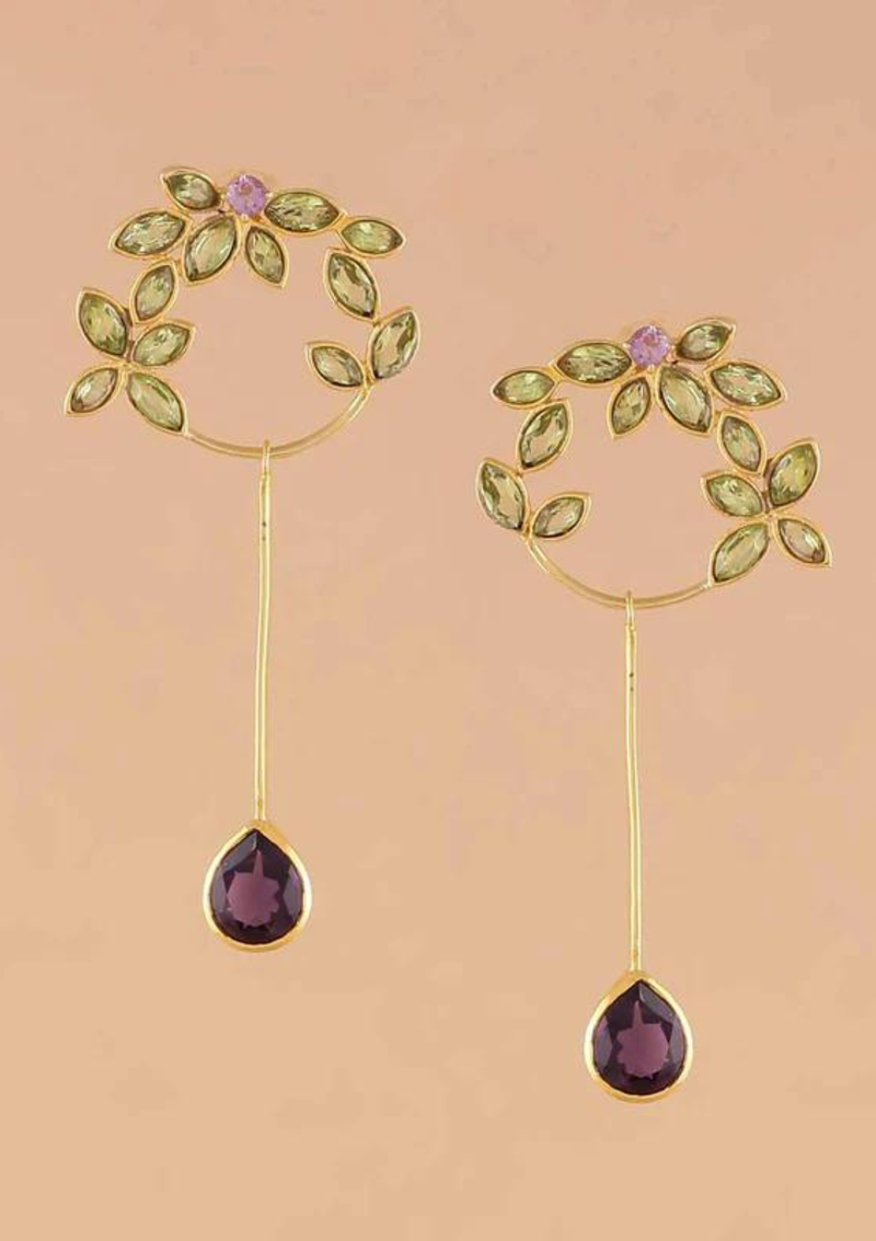 Peridot and Amethyst Dangle Earring