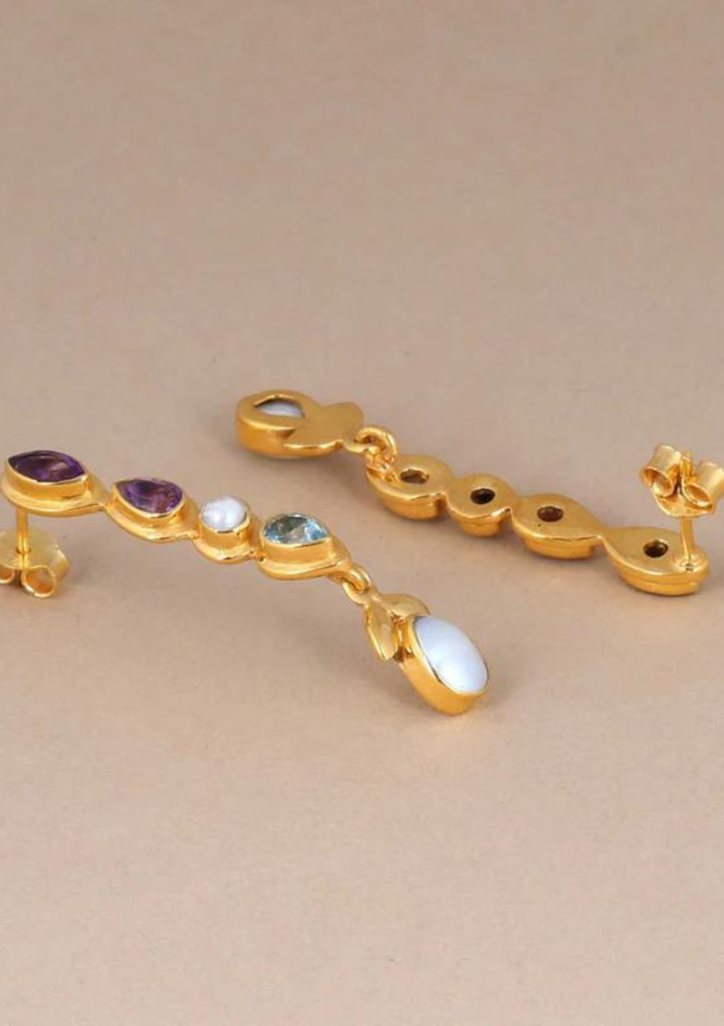 Gold Plated Silver Drop Earrings