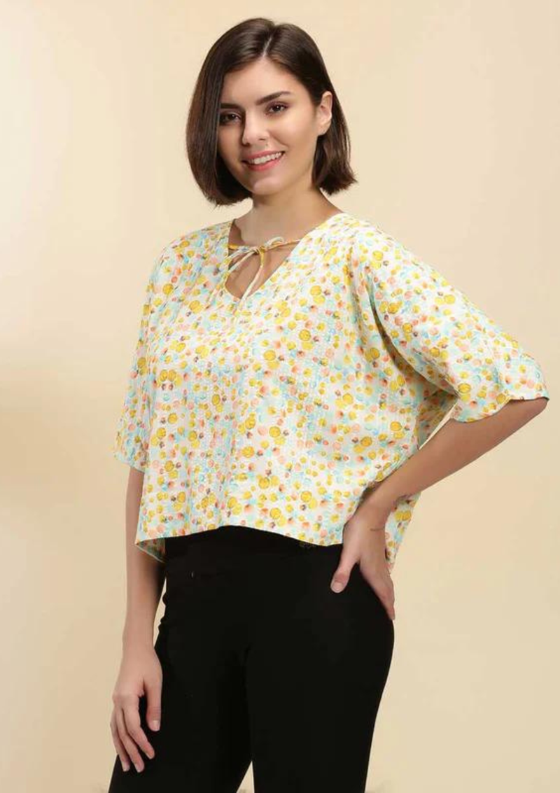 Oversized Retro Printed Top, women's oversized tops
