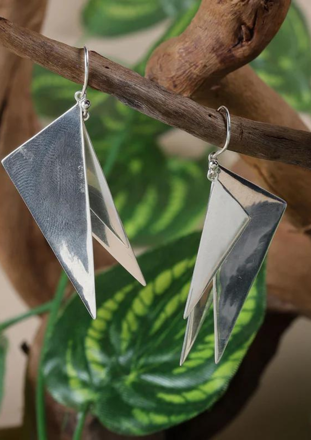 Geometric Silver Dangle Earring - IshqMe