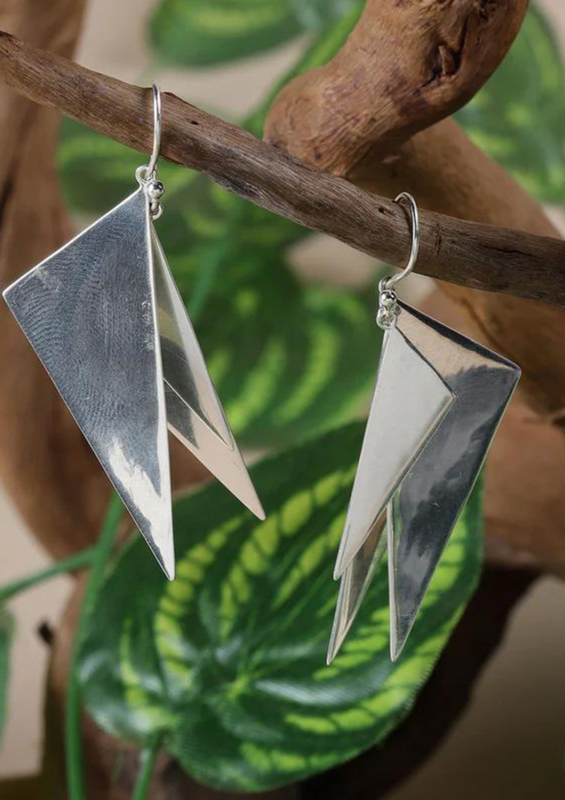Geometric Silver Dangle Earring