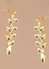 Hanging Heliconia Garnet Dangle Earring