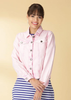 Hayley - Pink Denim Jacket with Blue Striped Dress