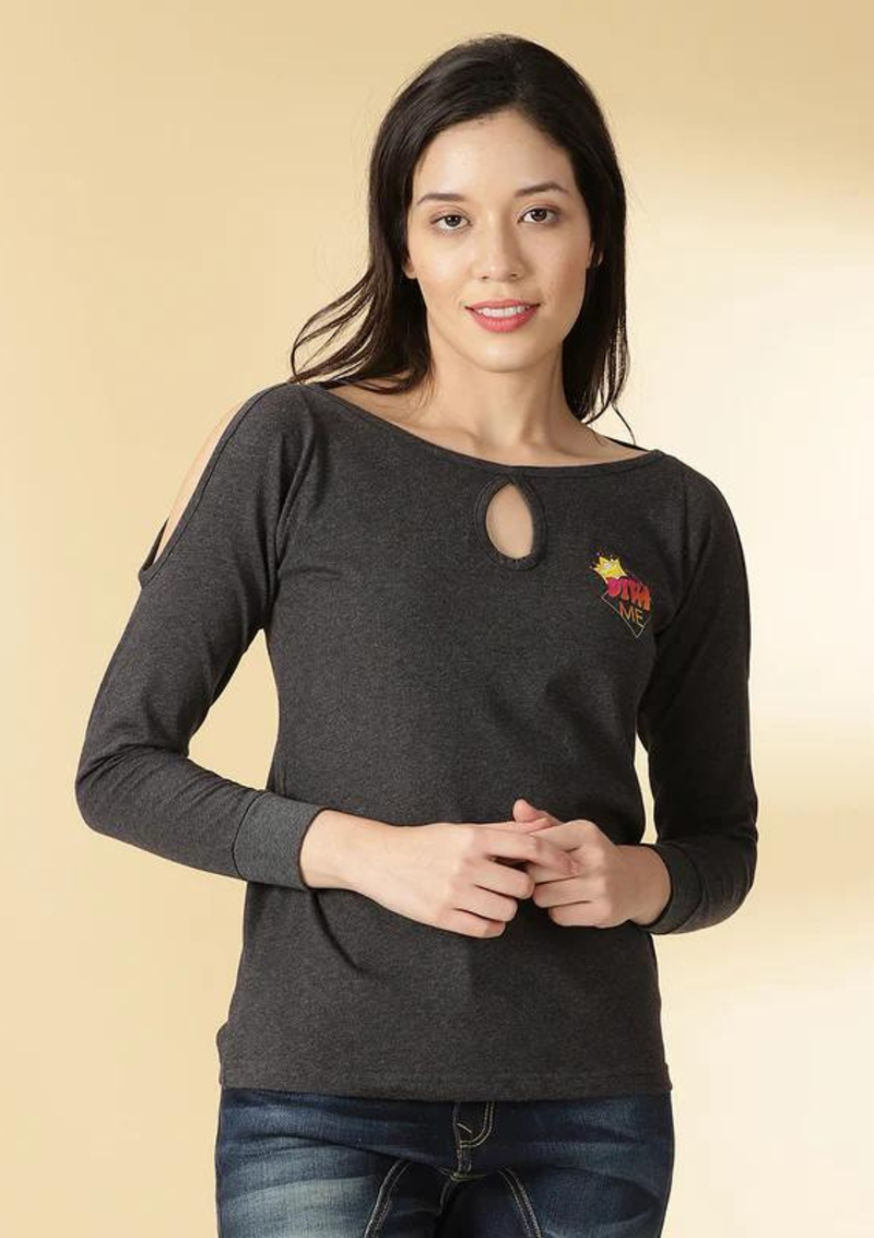Cold Shoulder Printed T-Shirt