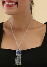 Silver Blue Enamel Necklace