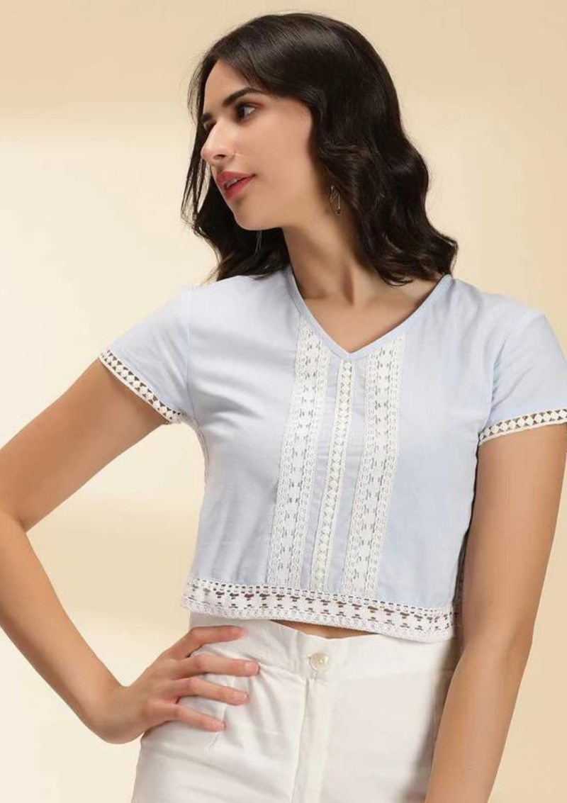 LACED TOP CO-ORDS, blue lace co ord