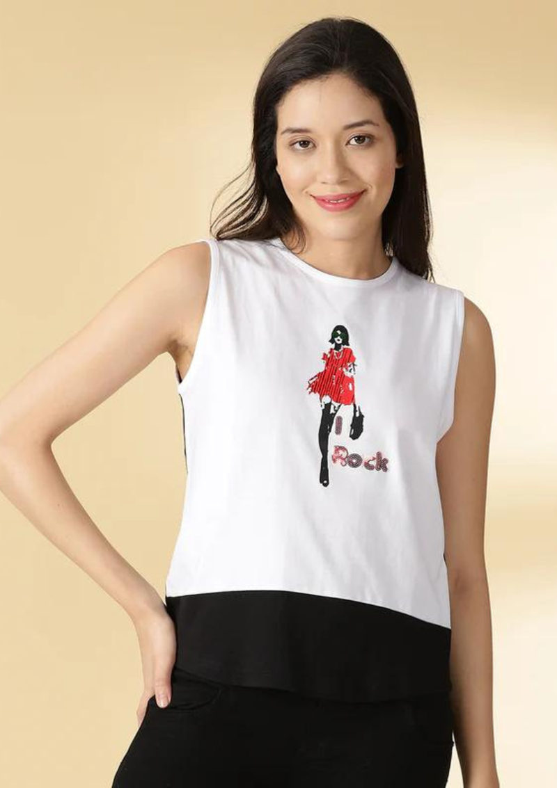 black and white sleeveless shirt, black and white sleeveless top