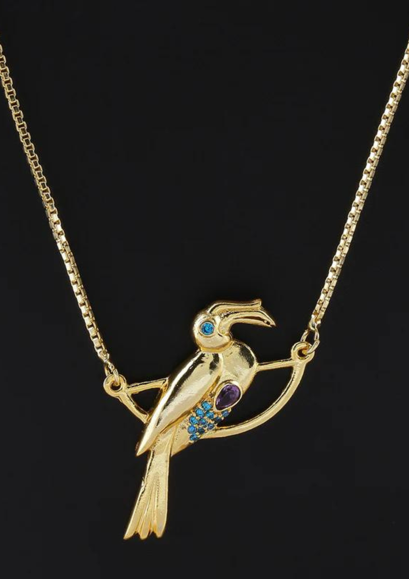 Amber Stone Bird Pendant Necklace