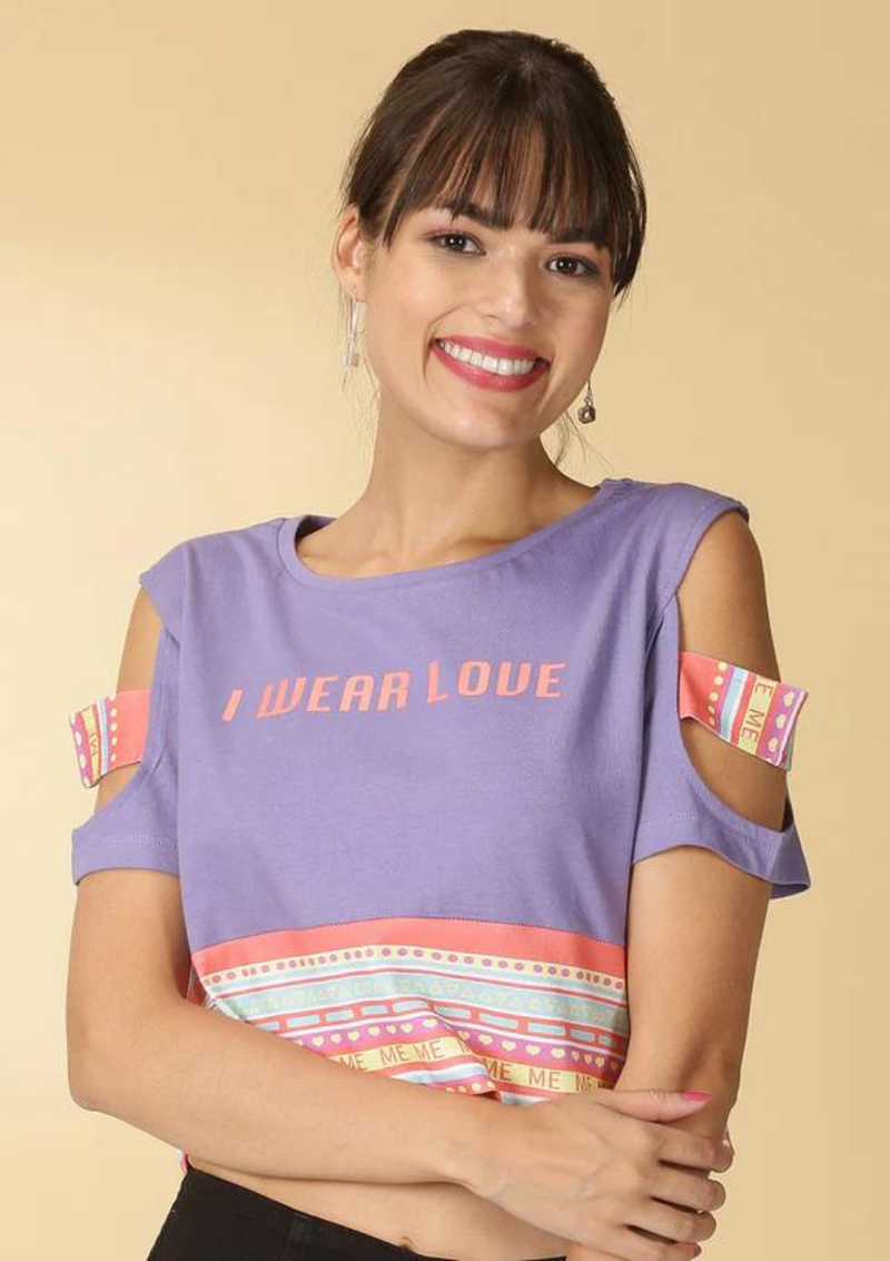 Slashed Sleeve Crop Top