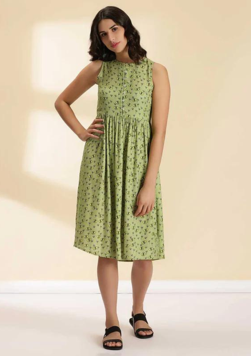 Retro Printed A-line Dress