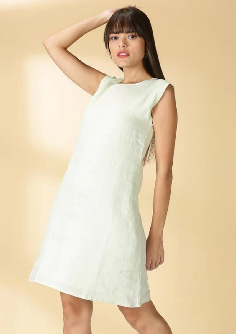 Nebula - Green Linen Shift Dress