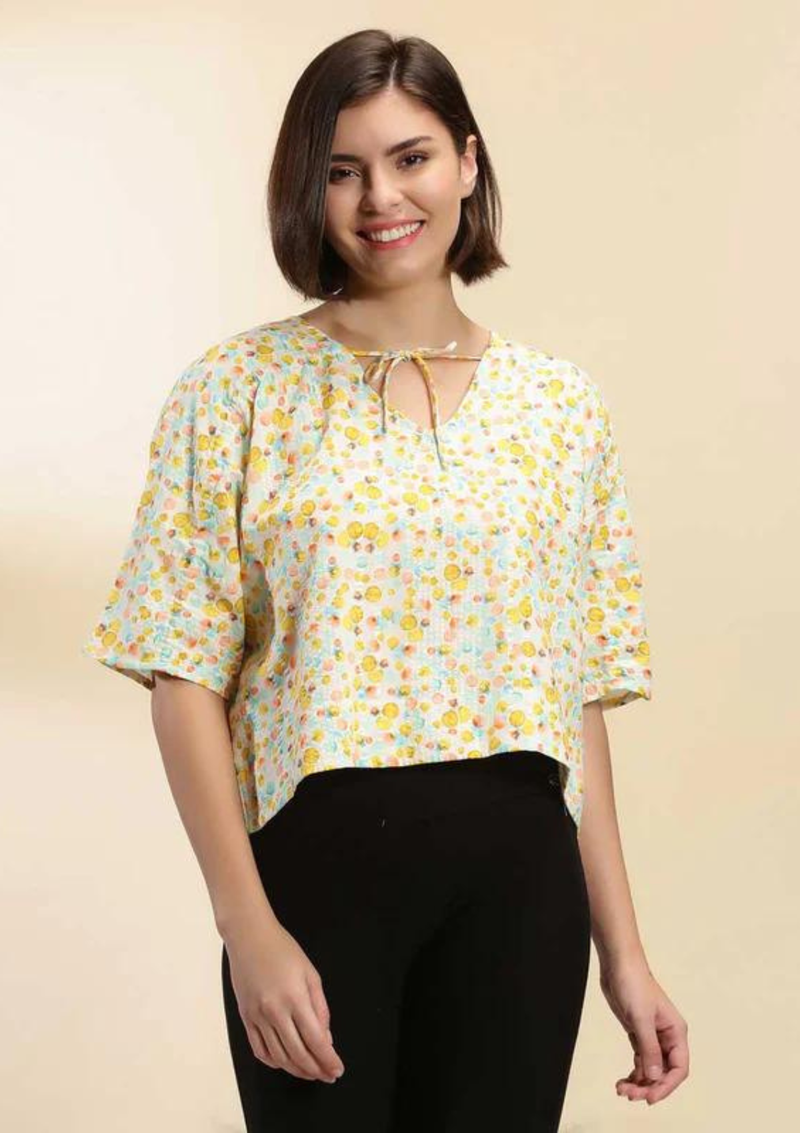 Oversized Retro Printed Top, women's oversized tops