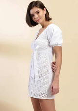 Schiffli Embroidered Overlap Dress