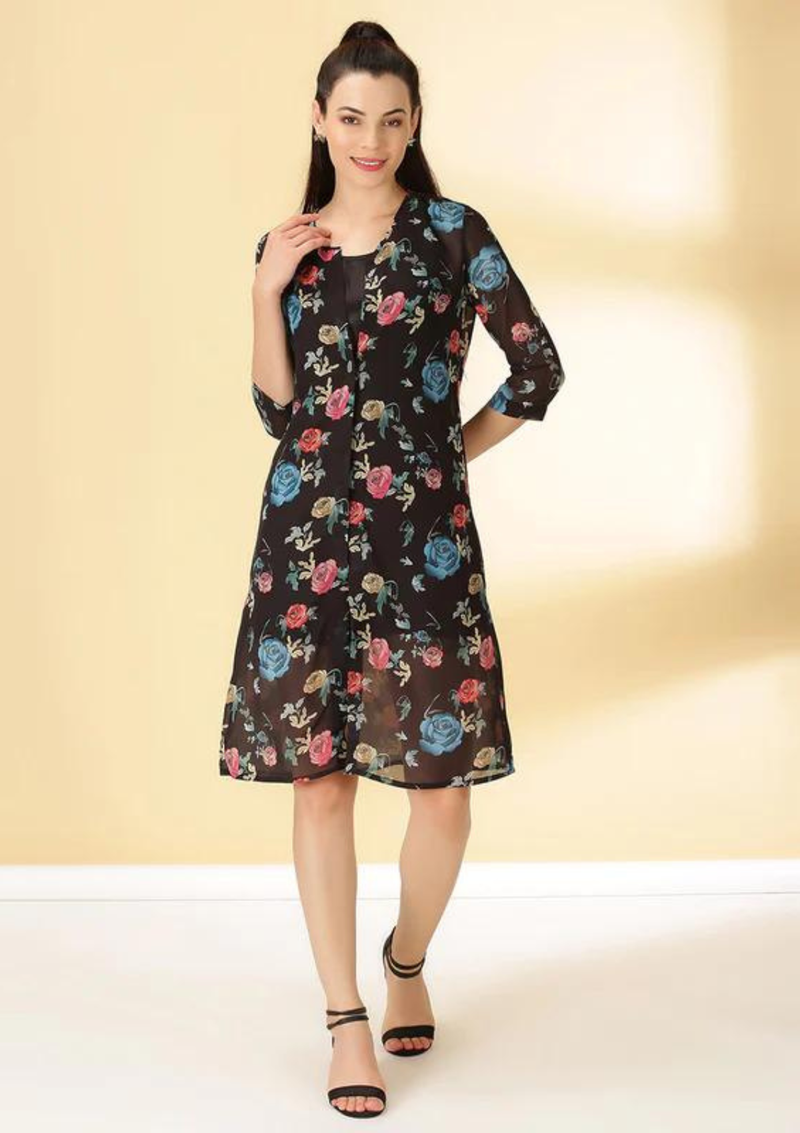 Floral Printed Two Piece Party Dress, 2 piece dress for party, 2 piece floral dress