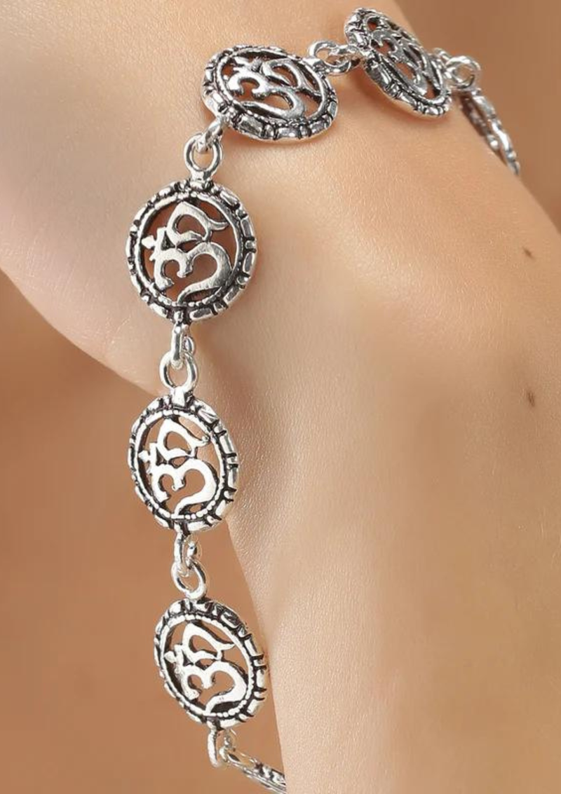 Kiva Store | Sterling Silver Om Charm Bracelet from India - Om Peace