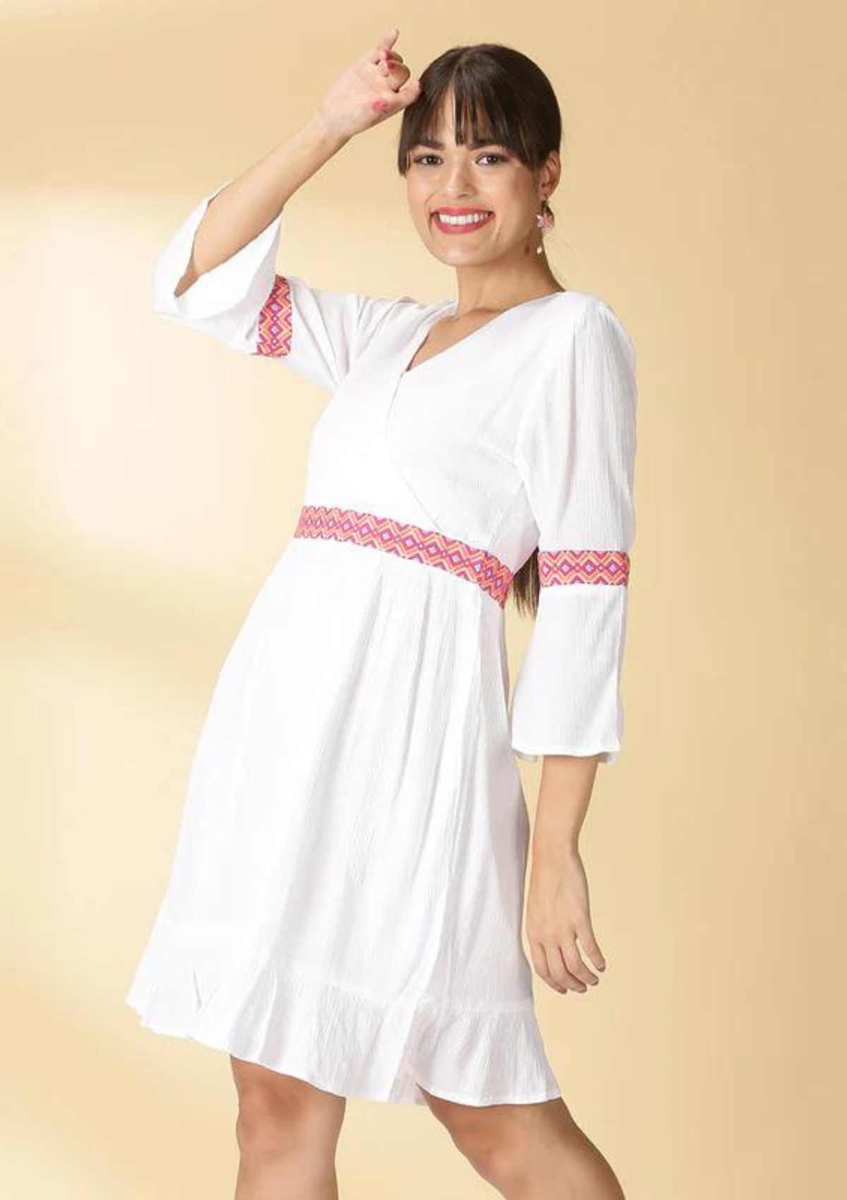 Buy Adhara Sassy White Dress With Embroidery Online | IshqMe