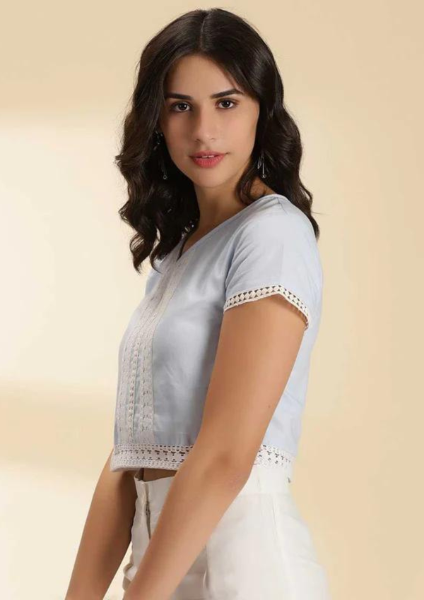 LACED TOP CO-ORDS, blue lace co ord