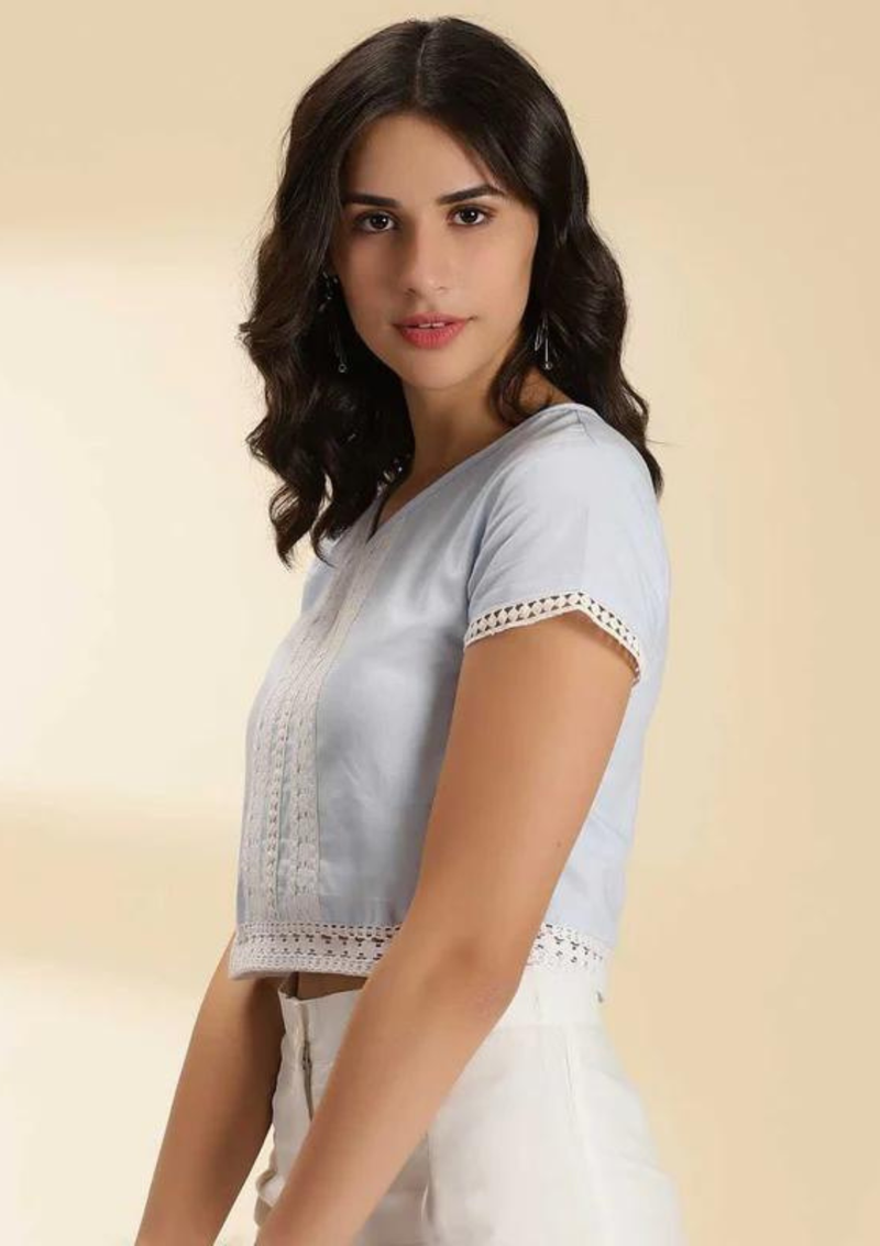 LACED TOP CO-ORDS, blue lace co ord