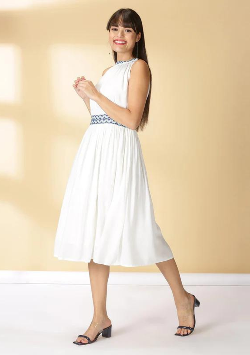 Celeste - White Rayon Dress, Celeste - White Rayon Dress, women's rayon dress