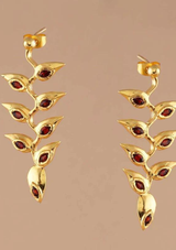 Hanging Heliconia Garnet Dangle Earring