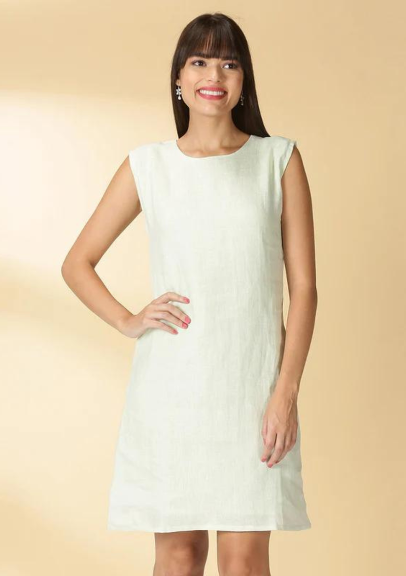 Nebula - Green Linen Shift Dress