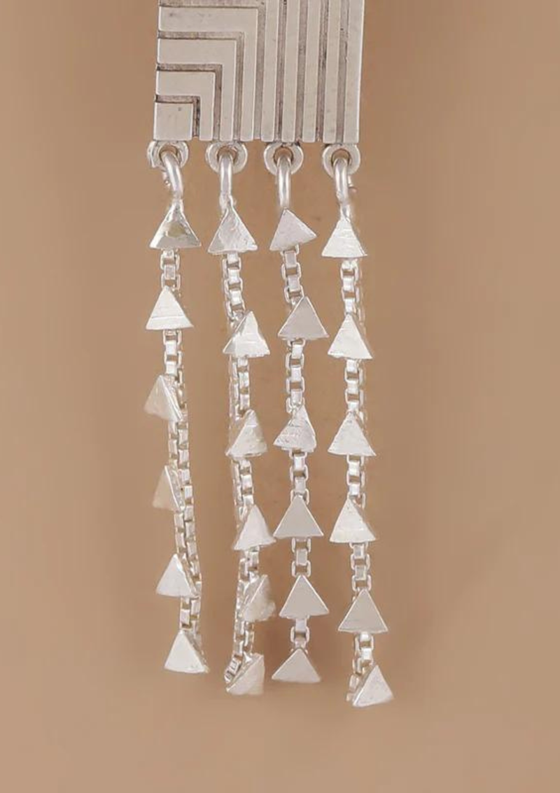 Etched Silver Charm Dangler Earring