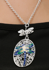 Dragonfly Pendant Silver Necklace