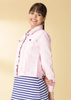 Hayley - Pink Denim Jacket with Blue Striped Dress