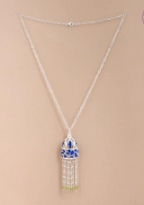 Silver Blue Enamel Necklace