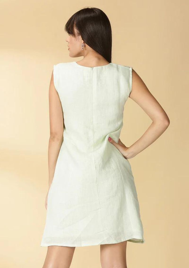 Nebula - Green Linen Shift Dress