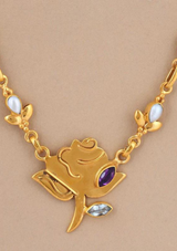 Silver Necklace with Amethyst, Blue Topaz and Pearls