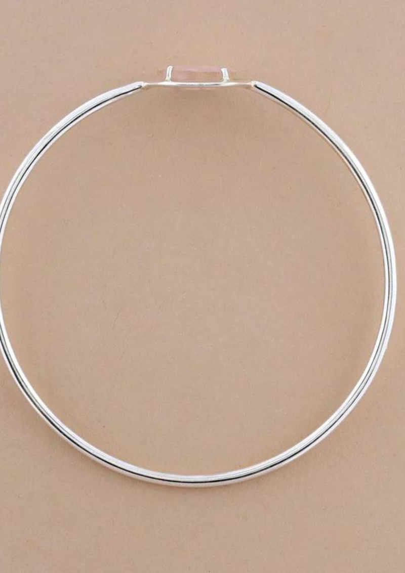 Silver Kada Rose Quartz Bracelet