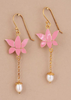 Gold Finish Silver Lotus Pendant Necklace with Earrings