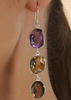 Silver Multicolour Stone Earrings - Amethyst, Citrine and Smokey Topaz