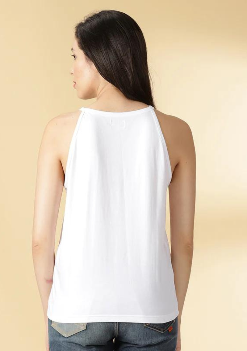 WHITE SLEEVELESS T-SHIRT