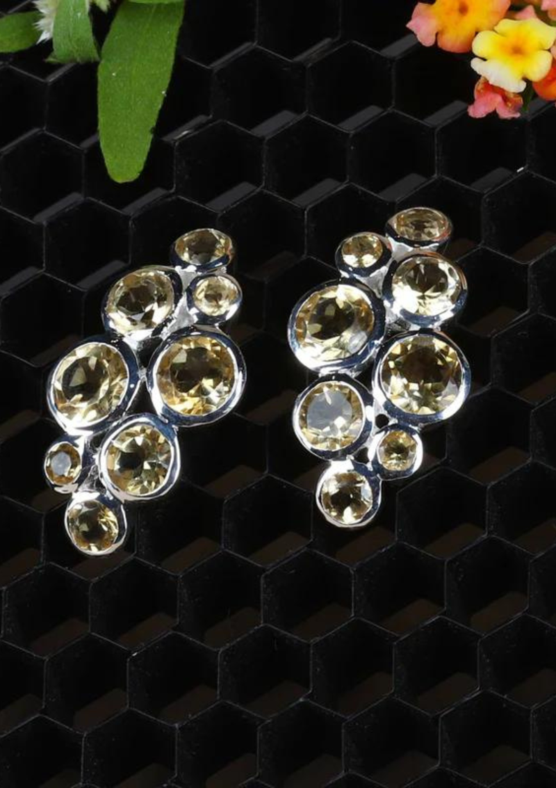 Citrine Silver Stud Earring