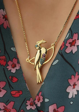 Amber Stone Bird Pendant Necklace