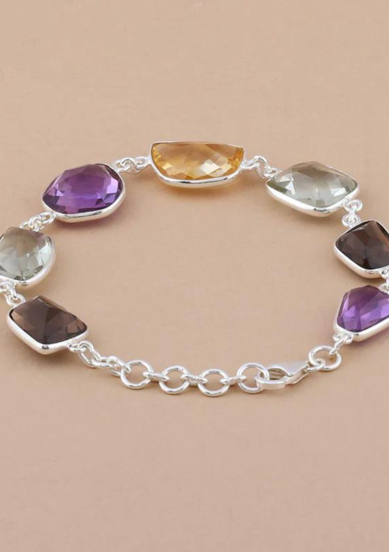 Silver Bracelet with natural gemstones