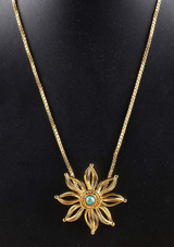 Firewheel Flower Turquoise Pendant Necklace