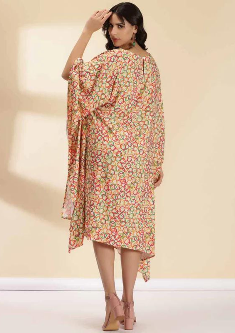 Retro Printed Kaftan Dress